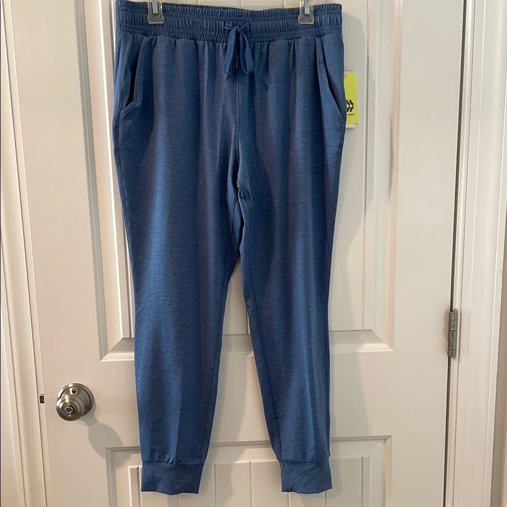 All in Motion Blue Tapered Mid-Rise Jogger Sweatpants with Elastic Waistband